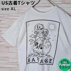 US古着 エイティーエイト スカルプリントTシャツ XL