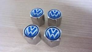 新品即決 ホイール用バルブキャップ VW ブルー 4個セット UP ! POLO GOLF POLO JETTA TIGUAN TOUAREG BORA TOURAN SCIROCCO