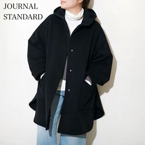 【23AW】 JOURNAL STANDARD ジャーナルスタンダード シャツテールフードミドルコート フーデッドコート ロングコート レディース ブラック