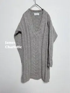 James Charlotte   Vネックロングニット　m335