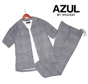 新品!! アズールバイマウジー リラックス セットアップ タンクトップ付 グレンチェック (L) ☆ AZUL BY MOUSSY メンズ 3点セット 防シワ 黒