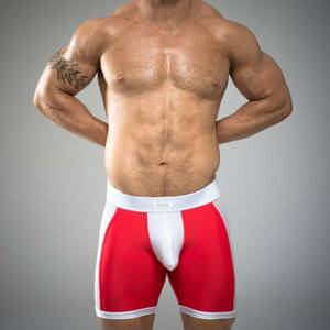 即決新品 Sukrew Full Sprint Crimson Alabas　赤/白 現品表記サイズ S スクリュー ロングボクサーショーツ