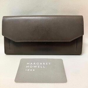 W255 未使用 定価2万 マーガレットハウエルアイデア MARGARET HOWELL idea 長財布 財布 フラップ 本革 牛革 レザー 