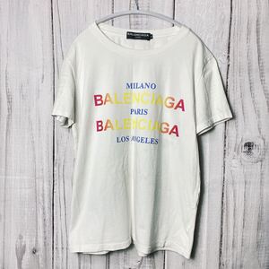 BALENCIAGA バレンシアガ ロゴプリントTシャツ XLサイズ ホワイト 半袖 カットソー