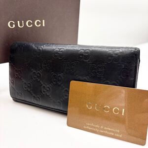 【人気】GUCCI グッチ 折り財布 長財布 二つ折り ウォレット プリンシー シマ GG 総柄 オールレザー 本革 黒 ブラック レディース