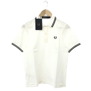 未使用品◆FRED PERRY フレッドペリー 半袖ポロシャツ サイズ:10◆G3600 ホワイト/ブラウン レディース ティップライン ロゴ トップス 1