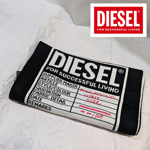 最終大処分特価！定価15,400円 新品 DIESEL (ディーゼル)タグデザインニットマフラー(ブラック) 男女兼用 メンズ レディース