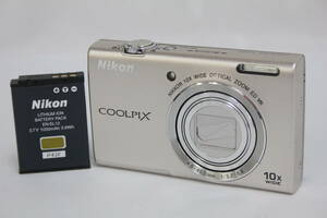 【返品保証】 ニコン Nikon Coolpix S6200 ゴールド 10x バッテリー付き コンパクトデジタルカメラ v5904