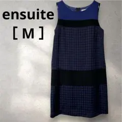 ensuite ワンピース 【2】【M】ネイビー チェック ドレス ノースリーブ