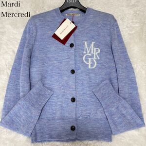 タグ付き極美品　Mardi Mercredi モヘアウール　ロゴ刺繍カーディガン　MOHAIR CARDIGAN ROUND NECK MRCD マルディメクルディ