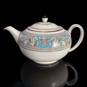 黒壺 ★美品★ WEDGWOOD ウェッジウッド フロレンティーン Lサイズ ティーポット ターコイズ 大きいサイズ Florentine Turquoise