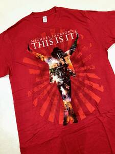 新品未使用 サイズM MICHAEL JACKSON マイケルジャクソン THIS IS IT 赤 KING OF POP ビンテージ ロックTシャツ