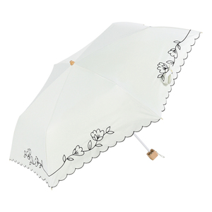 ☆ 花刺繍オフホワイト ☆ MINI PARASOL 遮光 遮熱 50cm 晴雨兼用傘 niftycolors 日傘 ニフティカラーズ 折りたたみ傘 晴雨兼用