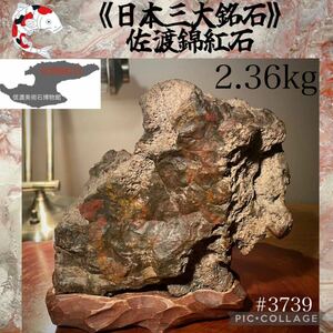 【信濃美術石博物館】 水石 佐渡錦紅石 ウブ 横17×高17.5×奥行9(cm)2.36kg佐渡赤玉石 赤玉赤石盆栽骨董盆石鑑賞石観賞石太湖石 3739