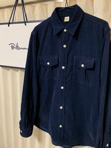 Ron herman California Cotton Corduroy Shirt ロンハーマン カリフォルニア 細畝コーデュロイシャツ サイズL NAVY