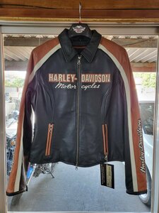 HARLEY-DAVIDSON ハーレーダビッドソン 98120-08VW VINTAGE CRUSER ダブルジップレザージャケット【ブラック/オレンジＬ】レディース 中古