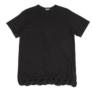 コムデギャルソン オムプリュスCOMME des GARCONS HOMME PLUS 裾コード編み込みデザインTシャツ 黒M 【メンズ】