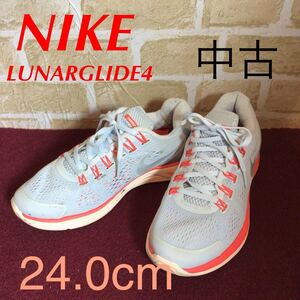 【売り切り!送料無料!】A-169 NIKE!スニーカー!24.0cm!グレー×サーモンピンク!LUNARGILDE4!ランニング!ウォーキング!宅トレ!通気性!中古!