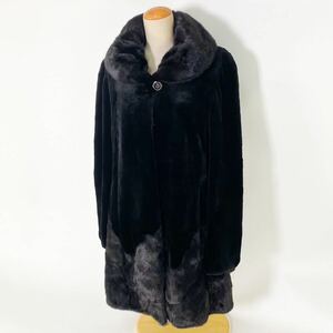 【希少デザイン】GRES PARIS 高級 ボリューム◎ 毛並み◎ ミンク MINK シェアード 毛皮 セミロング ハーフコート リアルファー 着丈84 L 