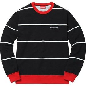 シュプリーム　Supreme Striped Crewneck　BLACK　M　シュプリーム　クルーネック