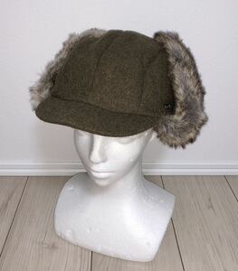 美品 KANGOL Wool Aviator K4251HT L カンゴール ウール アビエーター ファー パイロットキャップ カーキ 緑 トラッパーキャップ ロシア帽