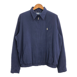 Polo by Ralph Lauren ポロ ラルフローレン スムースポリ スイングトップ ワンポイントロゴ ネイビー (メンズ L) 中古 古着 R6354