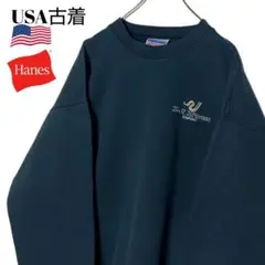 90s USA古着 Hanes 短丈 スウェット フェード 黒 XL トレーナー