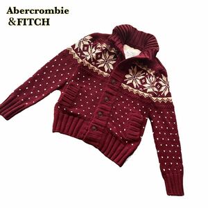 Abercrombie&FITCH アバクロンビーアンドフィッチ　長袖ニット　カウチン　厚手　ニットジャケット ウール　メンズ　Ｍサイズ　【AY1556】