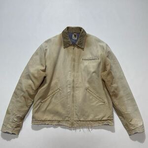 ビッグサイズ♪フェード 70s USA製 Carhartt デトロイトジャケット ブラウン ベージュ 44-Long ビンテージ ダック フルジップ Talon