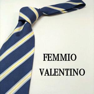 FEMMIO VALENTINO ダークブルー ストライプ シルク リユース品