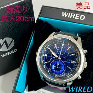 美品☆電池新品☆送料込☆セイコー SEIKO ワイアード WIRED クロノグラフ スモセコ メンズ腕時計 ザ・ブルー 人気モデル VK67-K090 AGAW422