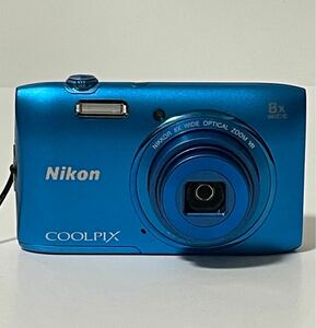 ○【稼働品】Nikon COOLPIX S3600 コンパクトデジタルカメラ ブルー デジカメ コンデジ ニコン 本体、バッテリー 現状品　1円〜