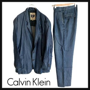 【希少】カルバン・クライン Calvin Klein デニムライク セットアップ 上下 スーツ 薄手
