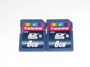 動作保証！Transcend SDHC 8GB クラス⑩ 2枚セット　①