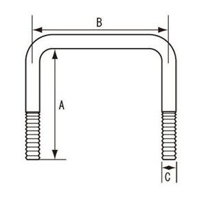 TIGHTJAPAN(タイトジャパン)75×45角パイプ用ロングボルト スチール 150×63×10mm（0908-00）*トレーラー部品 *コの字 *Uボルト