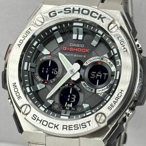 極美品 G-SHOCK GST-W110D-1AJF G-STEEL/Gスチール タフソーラー 電波受信 電波ソーラー マルチバンド6 メタルバンド ブラック アナデジ