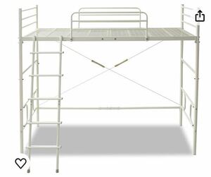 山善 ロフトベッド 幅98×奥行204×高さ181(ミドル時89)cm シングル 2way ミドルタイプにも 頑丈 空間活用 組立品 アイボリー BLB-1420(IV)