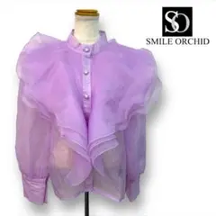 ★【送料無料】SMILE ORCHID フリルシアーブラウス シャツ シースルー