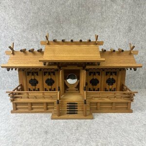 【展示品】 神棚 神境付き 欅仕上屋根違い五社 中 ケヤキ 木製 仏具 Aサイズ sp-029-130