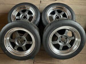 RAYS レイズ TE37V 15×7.5J+25 PCD 4H 100 A050 M 195/55R15 4本セット