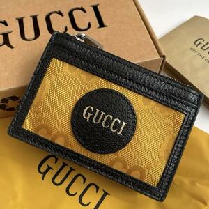 【未使用★付属品完備】GUCCI グッチ オフ ザ グリッド コインケース カードケース フラグメントケース GG柄 レザー 625583 イエロー 黒