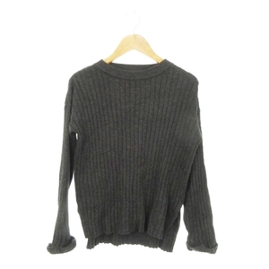 ザラ ZARA KNITWEAR winter collection ニット セーター クルーネック 長袖 リブ サイドスリット 袖口折返し なめらか 女の子 9 グレー