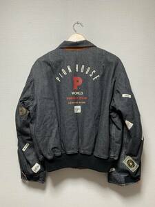 [PINK HOUSE] メニーパッチ MA-1 デニムフライトジャケット 日本製 ブラック ピンクハウス