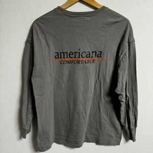 【人気】Americana 長袖　ロンTシャツ　グレー　レディース　ジーンズファクトリー　バックプリント