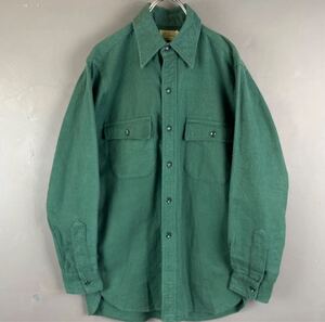 状態良好◎ 筆記体タグ 60s Vintage L.L.Bean ヴィンテージ エルエルビーン 長袖シャツ ポケット ネルシャツ グリーン 緑 メンズ 15