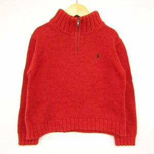 ポロバイラルフローレン 長袖セーター ハーフジップニット 日本製 キッズ 男の子用 5サイズ レッド Polo by Ralph Lauren