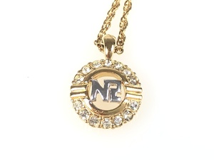 ニナリッチ　NINA RICH　ロゴ＆ラインストーン　ネックレス　ゴールドカラー　YAS-4187