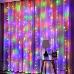 イルミネーションカーテンライト 3m×3m 300LED カラフル