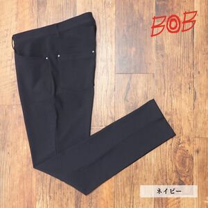 23秋冬/BOB/Mサイズ/美脚パンツ グーンと伸縮 360°ストレッチ 無地 穿き心地◎ ゴルフ ズボン 新品/紺/ネイビー/jb327/