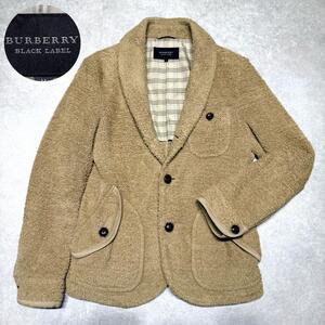 1円～ BURBERRY BLACK LABEL　バーバリーブラックレーベル ジャケット ショールカラー パイル地 ノバチェック M